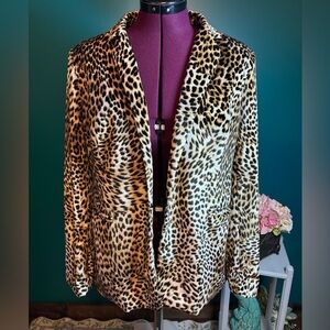 Libby Edelman Brown and Black Leopard Print Blazer